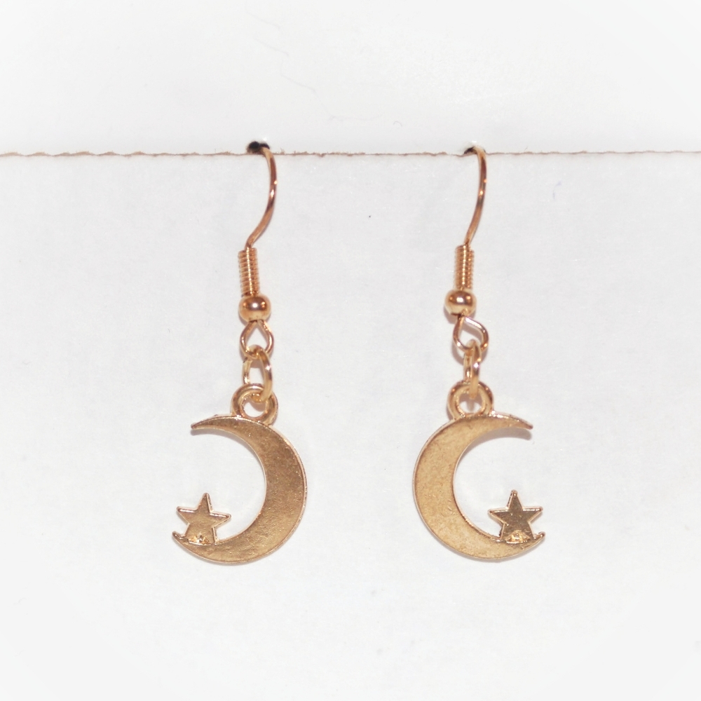 Golden witchy celestial moon earrings